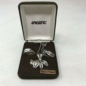 L'Amour Sterling Silver Necklace & Clip on Earring